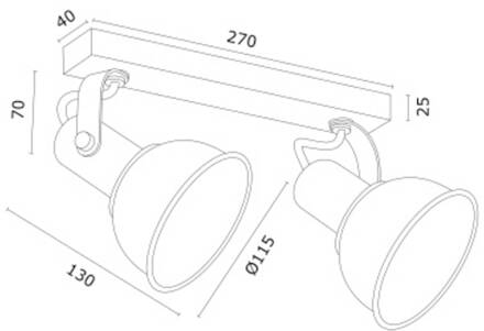 Plafondlamp Trogir, beige, 2-lamps, lengte 27 cm