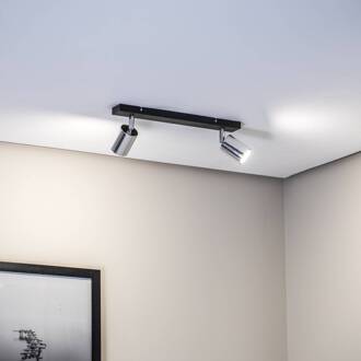 Plafondlamp Tune II, zwart/chroom, metaal, 2-lamps, E27 zwart, chroom