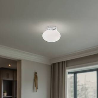 Plafondlamp Ufo, chroom/wit, Ø 18 cm, glas, G9 wit, chroom