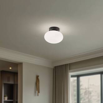 Plafondlamp Ufo, zwart/wit, Ø 18 cm, glas, G9 wit, zwart