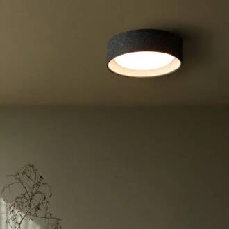 Plafondlamp Uno, donkergrijs, textiel, Ø 25 cm, GX53