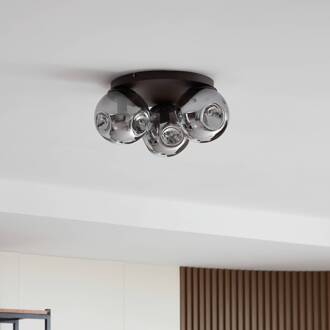 plafondlamp Valentina, E14, grijs, glas, Ø 36,6 cm rookgrijs, koffie