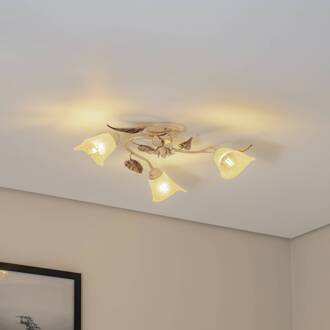 Plafondlamp Vanda 3-lamps, ivoor ivoor, brons, goud
