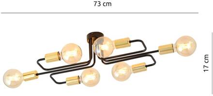 Plafondlamp Veken 6A 6-lamps zwart/goud zwart, goud