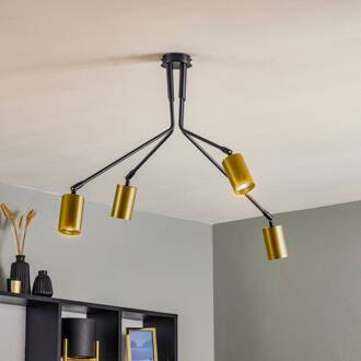 Plafondlamp Verno 4 Black in zwart en goud zwart, goud