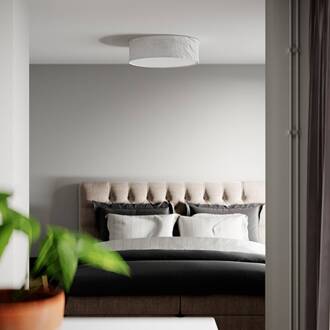 plafondlamp Vita, Ø 60 cm, wit, linnen