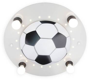Plafondlamp Voetbal, 4-lamps, zilver-wit chroom / zilver