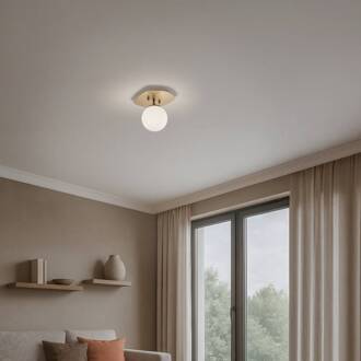 Plafondlamp Well, goudkleurig, glas, Ø 20 cm, E14 goud, wit