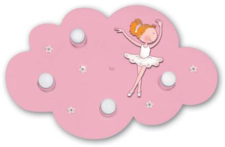 Plafondlamp wolk ballerina roze 4-lamps roze, wit, oranje
