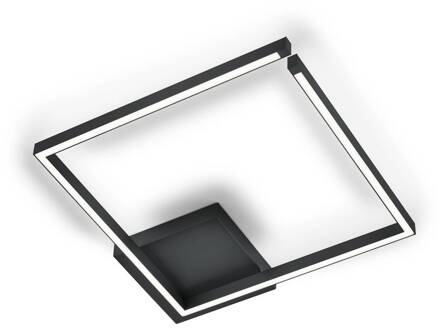 Plafondlamp Yoko-Q500, zwart, 50x50 cm, aluminium
