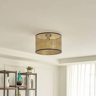 plafondlamp Yonah, goudkleurig, metaal, Ø 40 cm, E27 goud, zwart