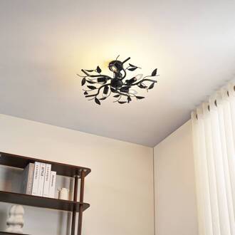 plafondlamp Yos, 5-lamps, 58 cm, zwart-goud, E14 zwart goud geborsteld