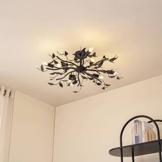 plafondlamp Yos, 8-lamps, 85 cm, zwart-goud, E14 zwart goud geborsteld