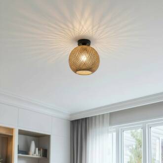 Plafondlamp Yumak, bruin, Ø 26 cm, kabel, 1-lamp bruin, zwart