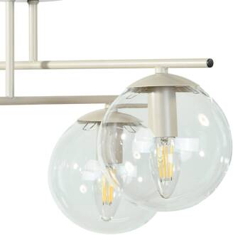 Plafondlamp Zoe, beige, lengte 51 cm, glas, 4-lamps, E14 beige, helder