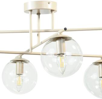 Plafondlamp Zoe, beige, lengte 72 cm, 6-lamps, glas, E14 beige, helder