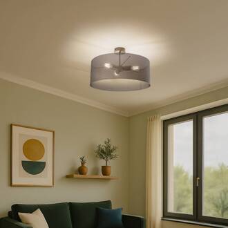 Plafondlamp Zofia, koffiebruin, metaal, Ø 50 cm, 3-lamps, E27