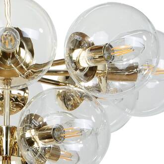 Plafondlamp Zumba, glas/metaal, goud/helder, 13-lichts goud, helder