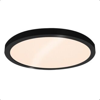 Plafondlamp Zwart - Plafonniere - Led - Extra Dun - Warm Wit Licht - Slaapkamer - Badkamer - Woonkamer - 23cm