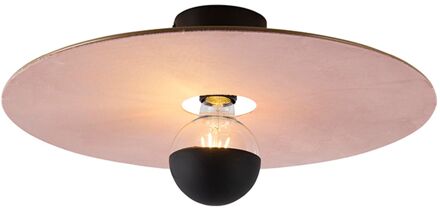 Plafondlamp zwart platte kap roze 45 cm - Combi