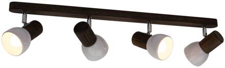 plafondspot 4-lamps grenen notenhout walnoot, wit