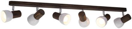 plafondspot 6-lamps grenen notenhout walnoot, wit