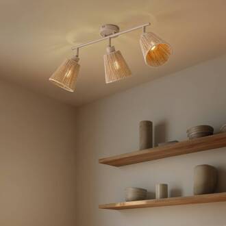 plafondspot Anuva, 72 cm, beige, papier, 3-lamps
