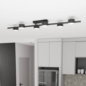Plafondspot Bet, lengte 100 cm, zwart, metaal, 6-lamps.