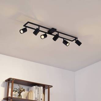 plafondspot Bravius, zwart, 6-lamps, ijzer