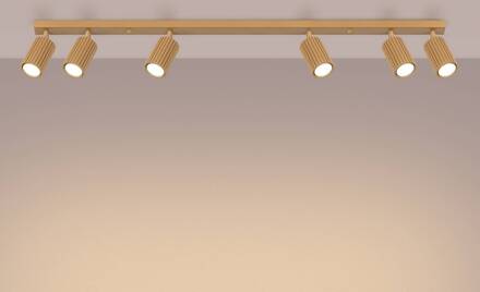 Plafondspot carbon, goudkleurig, lengte 117 cm, aluminium, 6-lamps.