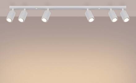 Plafondspot carbon, wit, lengte 117 cm, aluminium, 6-lamps.