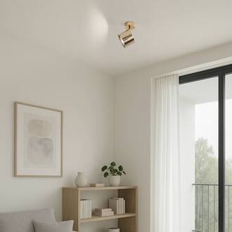 Plafondspot Chloe, zwenkbaar, 1-lamp, staal messingkleurig