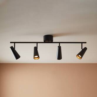 Plafondspot Crest metaal zwart 4-lamps