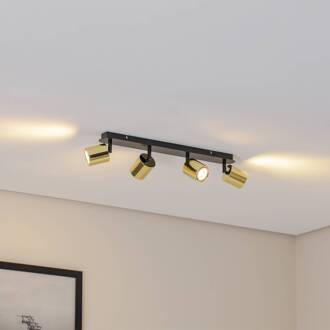 Plafondspot Demia, zwart/messingkleurig, 66 cm, GU10 zwart, messingkleurig