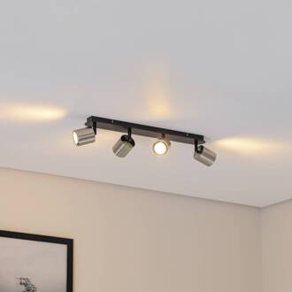 Plafondspot Demia, zwart/nikkelkleurig, 66 cm lang, GU10 zwart, nikkelkleurig