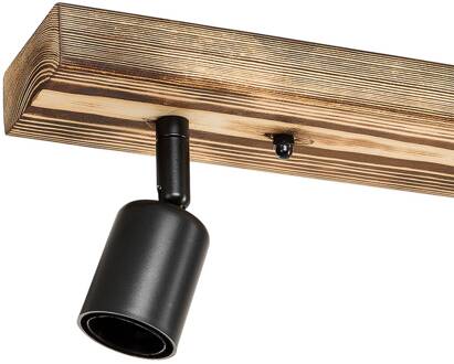 Plafondspot Duarte, 3-lamps, houtkleurig/zwart, hout houtkleurig, zwart