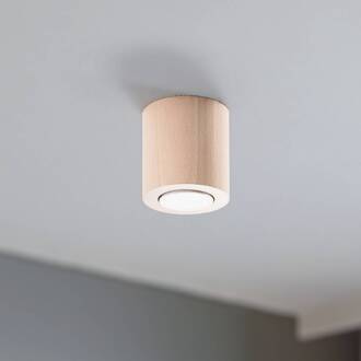 Plafondspot Eve, beukenhout, Ø 8 cm, GU10