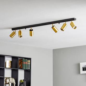 Plafondspot Eye Spot 6-lamps, zwart/messing zwart, mat messing