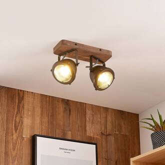 plafondspot Farovi, zwart, 27 cm, 2-lamps, GU10 zwart, bruin