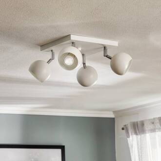 Plafondspot Flame, wit, 4-lamps vierkant