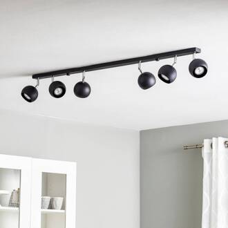 Plafondspot Flame, zwart, 6-lamps