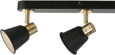 Plafondspot Fry beam 4-lamps zwart/goud matzwart, glanzend goud