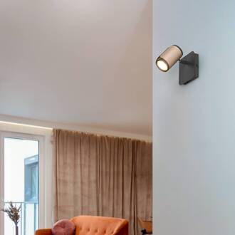 Plafondspot Gillan, coffee, 1-lamp, metaal, GU10 koffiebruin, zwart