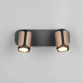 Plafondspot Gillan, coffee, 2-lamps, metaal, GU10 koffiebruin, zwart
