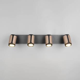 Plafondspot Gillan, coffee, 4-lamps, metaal, GU10 koffie bruin, zwart