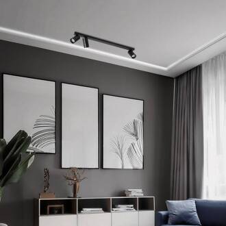 Plafondspot Hero, zwart, 3-lamps, 70 cm, metaal, GU10
