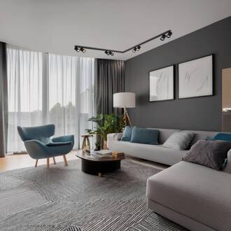 Plafondspot Hero, zwart, 8-lamps, 240 cm, metaal, GU10