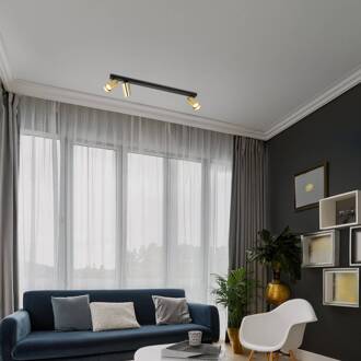 Plafondspot Hero, zwart/goud, 3-lamps, 70 cm, metaal zwart, goud