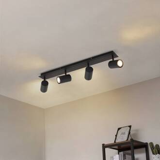 plafondspot Joffrey, 70 cm, zwart, 4-lamps, GU10 zwart zand