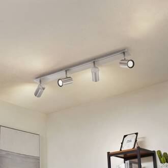 plafondspot Joffrey, 80 cm, nikkel, 4-lamps, GU10 nikkelsatijn